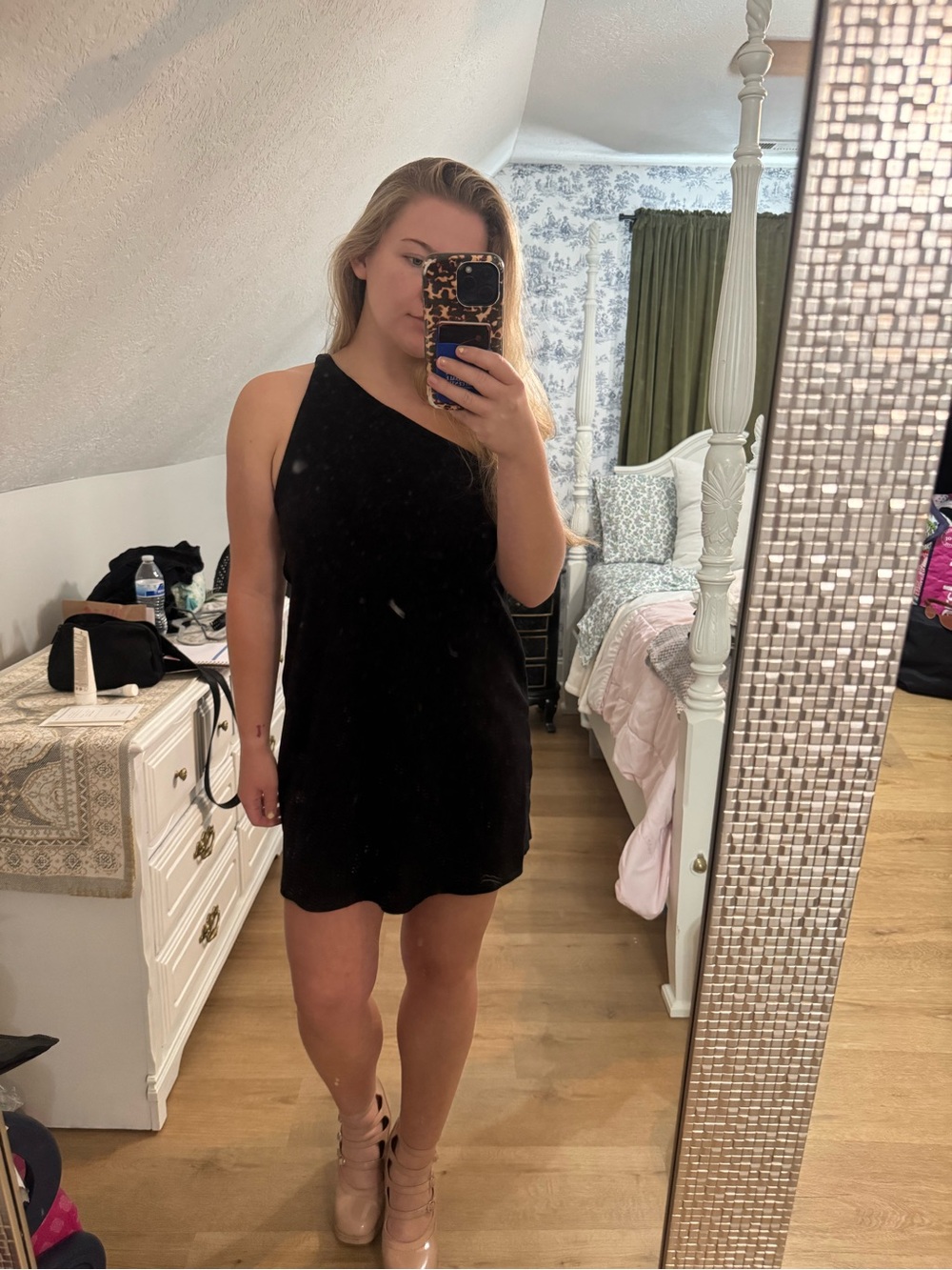 Zara Black One-Shoulder Mini Dress